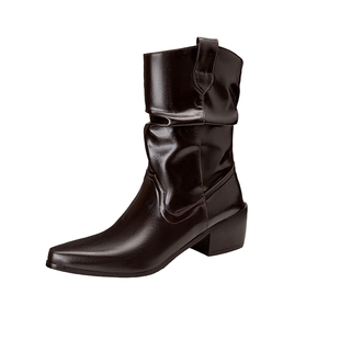 外贸款41到48特大码女鞋43棕色44高跟中筒靴45尖头46女靴子47Q48Q