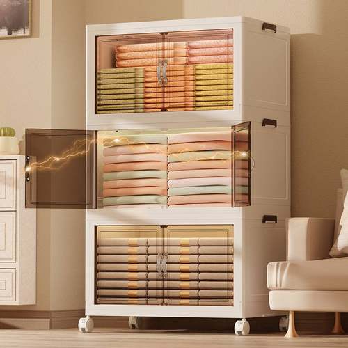 收纳柜子置物柜家用架零食箱免多层置物架收纳储物柜安装柜收纳