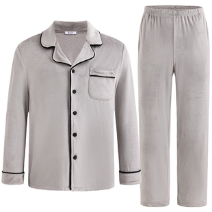 商场同款MYBODY冬季新款男士睡衣本命年红色经典翻领法兰绒家居服