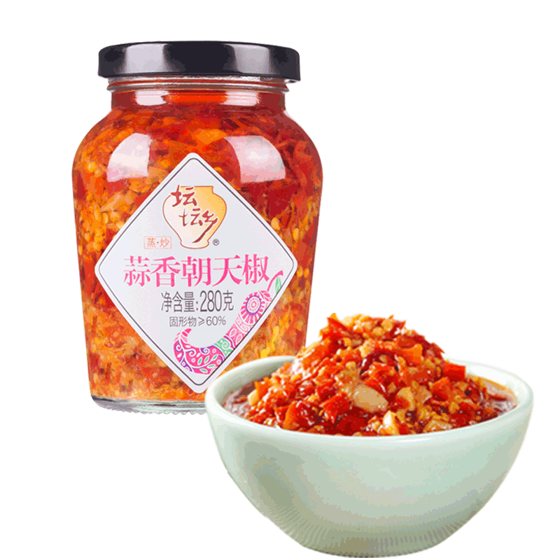 坛坛乡拌饭剁辣椒蒸鱼头豉香剁椒酱蒜蓉朝天椒辣椒酱湖南特产辣酱