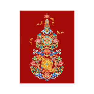 中式国风招财福禄数字油画diy手工自己涂色丙烯2026新年装饰挂画