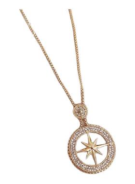 古里雅八芒星长款毛衣链高级感