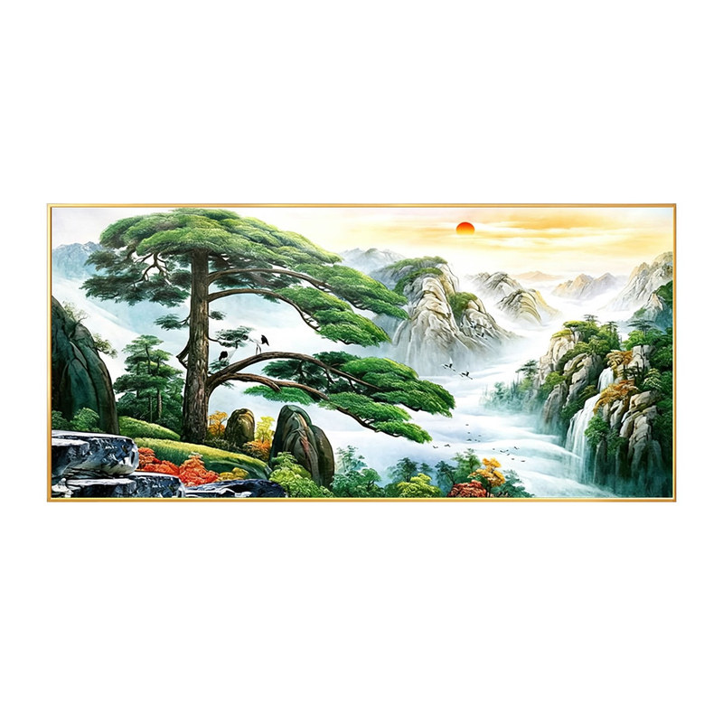 迎客松钻石画方钻满点钻十字绣