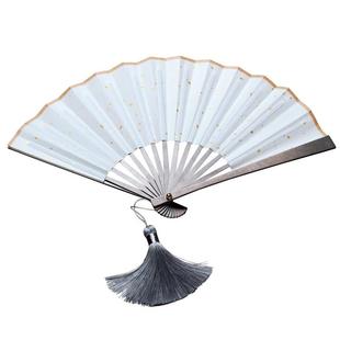 费戈九寸大雅钛合金折扇子文玩古风便携宣纸防身定制钢骨扇食肉者