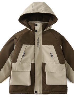 儿童冬季加绒外套韩版风衣派克服