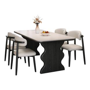 馨佰利涟漪岩板实木餐桌2026新款家用客厅饭桌诧寂风小户型西餐桌