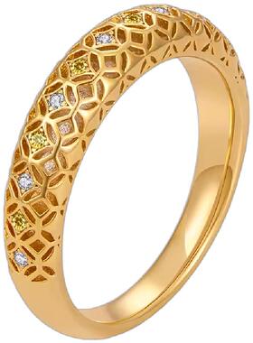 石头记轻奢小众金色招财戒指