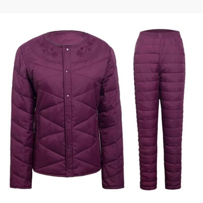 中老年男款女装老人羽绒服内胆保暖套装加厚棉衣裤羽绒裤爸爸妈妈