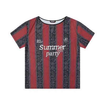 TGNS马赛克玫瑰一字肩T恤