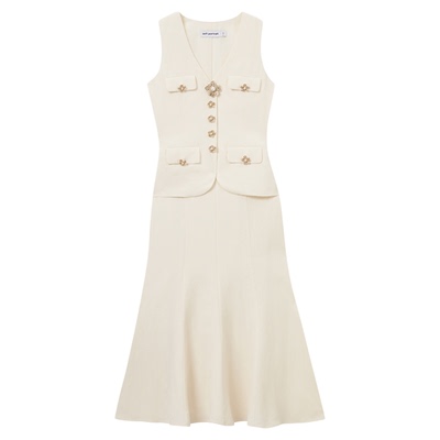 self-portrait假两件背心连衣裙