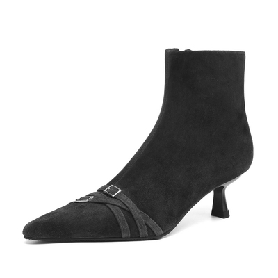 洋气尖头高跟靴气质细跟靴