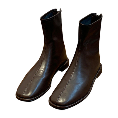 短靴女2025秋冬新款韩版简约气质百搭后拉链舒适平底女靴子时装靴