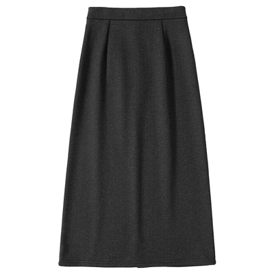 拉夏贝尔毛呢加绒西装半身裙女冬