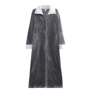 懒人宽松睡裙男士加厚秋冬季连体睡衣拉链睡袍可外穿浴裙长款女士