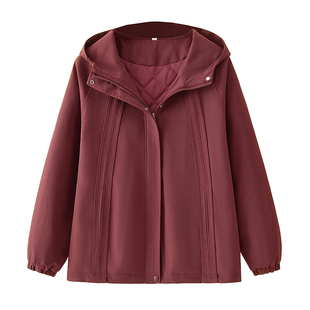 中老年妈妈春秋新款加棉保暖连帽棉服外套女宽松百搭休闲夹克上衣