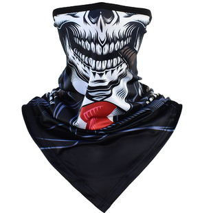 防晒面巾冰丝骷髅围脖套男女骑行面罩钓鱼战术三角巾魔术户外头巾