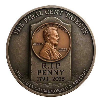 林肯一美分硬币停产纪念章40mm
