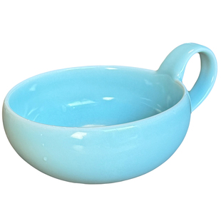 龙泉高温青瓷陶瓷早餐碗带手柄家用甜品碗水果沙拉碗清新餐具