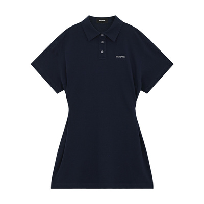 WE11DONE26春季新品女士POLO领刺绣logo连衣裙简约休闲侧边褶裥