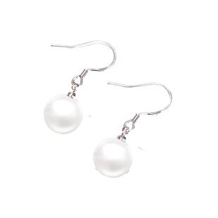 1对 人造珍珠耳环超轻银钩耳饰白色银耳坠10mm珠子时尚简约耳环
