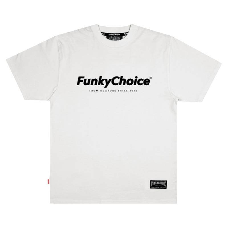 FunkyChoice 夏季clean fit基础印花短袖T恤重磅纯棉小领口男女