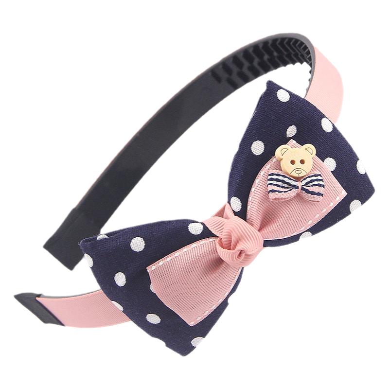 双蝴蝶结学生带齿发夹小女孩头箍