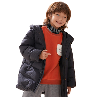 moomoo童装男女童长款羽绒服冬新款儿童石墨烯防静电云朵羽绒服