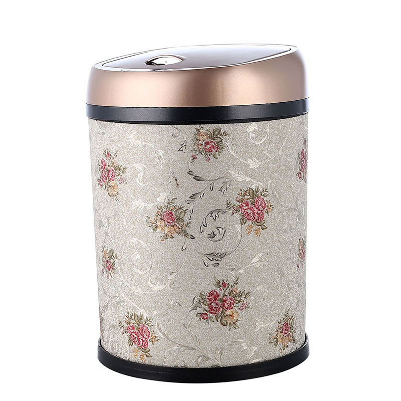 感应垃圾桶家用客厅创意高档简约智能电自动欧式花纹塑料防臭带盖