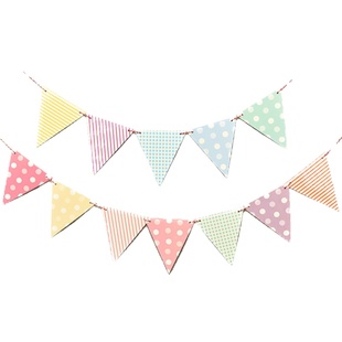 宝宝周岁生日装饰场景布置派对装扮三角旗子拉旗彩旗拉花横幅拉条