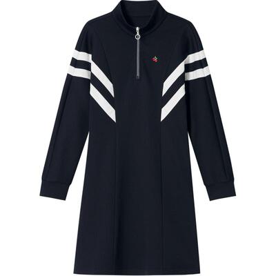 SALT.P可颜肌理感针织撞色条纹学院运动风卫衣裙连衣裙秋