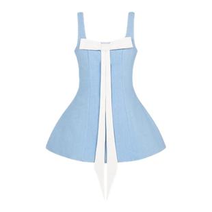 LSOUL夏季高级度假风吊带收腰连衣裙修身性感短裙女