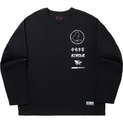 李宁STAPLE宽松圆领男女长袖T恤