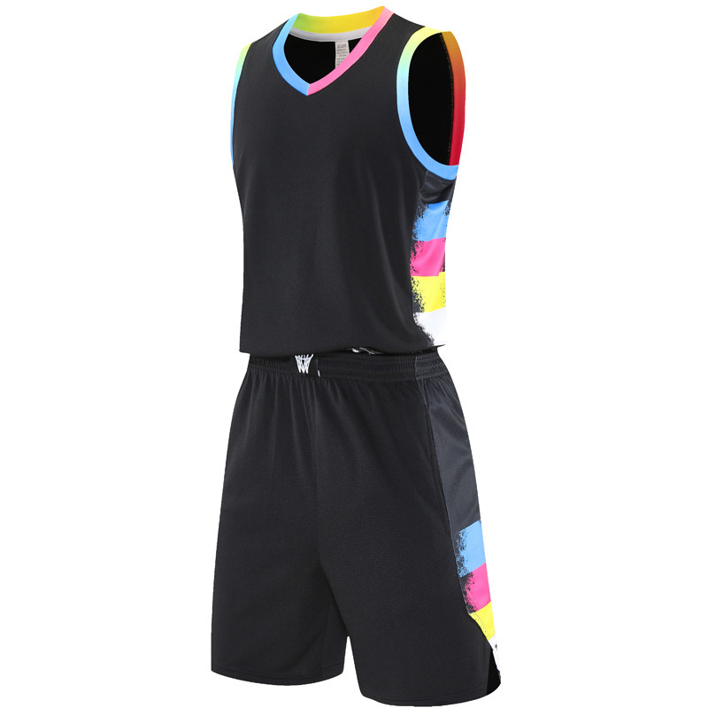 美式篮球服套装定制球队比赛训练服中大学生队服背心球衣S019黑色