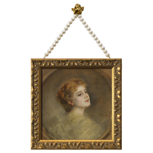 回眸手提画 法式复古装饰画墙面挂件 样板间怀旧民宿卧室客厅壁画