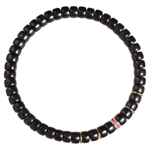 新疆和田玉墨玉直切药片珠6.2mm手串极限弧黑羊脂手链玉佩将将