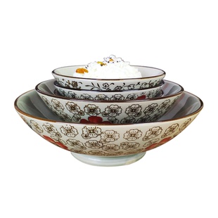 日式复古陶瓷碗创意高脚碗斗笠碗喇叭碗家用吃饭餐具拉面碗大汤碗