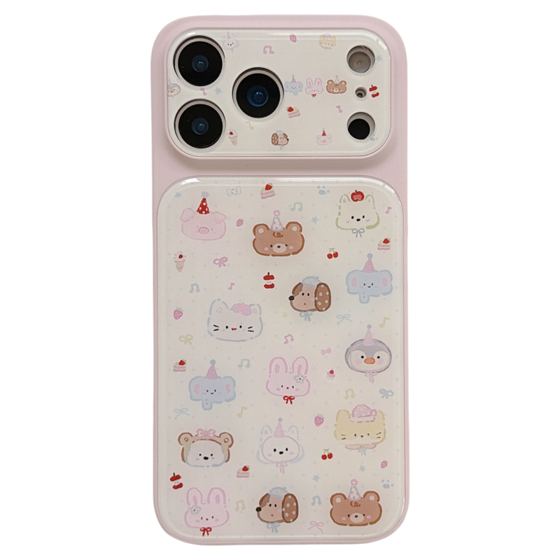 jze韩系ins可爱粉色涂鸦小动物头像适用苹果17ProMax手机壳iphone15新款16pro女款17pro滴胶14全包防摔手机套
