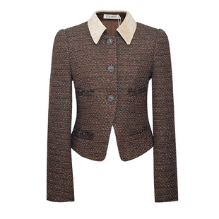 D-HARRY/迪哈利2025冬季新款咖色复古优雅收腰外套DH254A90782B