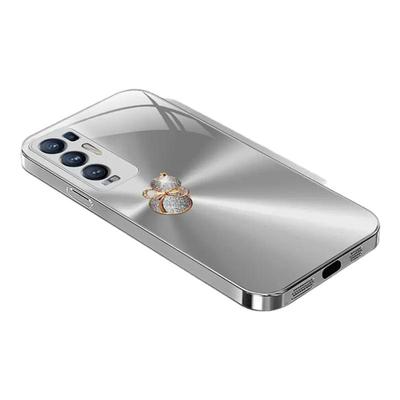 闪钻渐变葫芦金属漆玻璃壳适用OPPOreno5Pro+手机壳新款简约高级感reno12外壳防摔硅胶Reno14玻璃保护壳女款