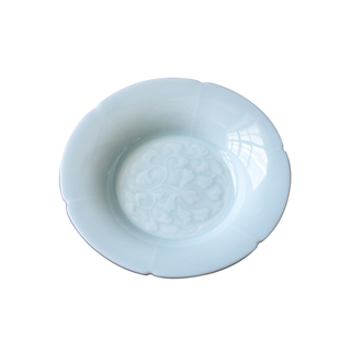 湖田窑影青茶杯托小杯垫杯托陶瓷功夫茶具零配茶道创意防烫隔热垫