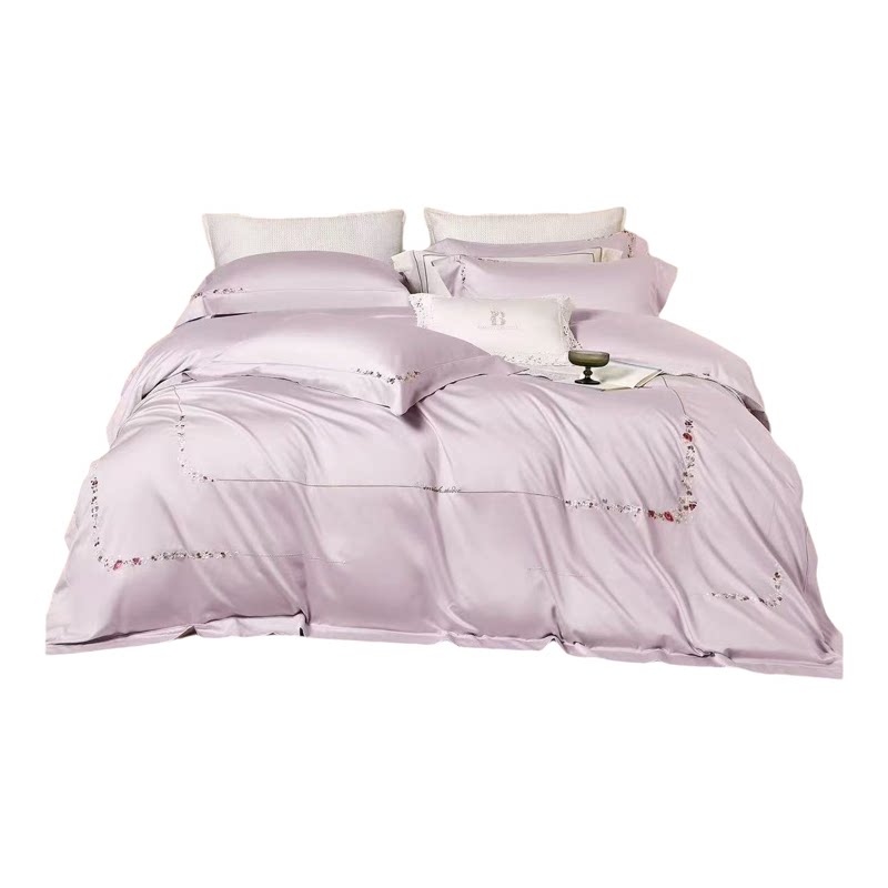新款160支天丝棉磨毛绣花四件床品套件/四件套/多