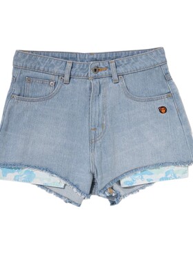 BAPEBABYLISA刺绣标牛仔短裤