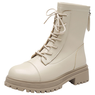 大东英伦风马丁靴女款2025新款秋冬爆款白色靴子厚底短靴瘦瘦靴女