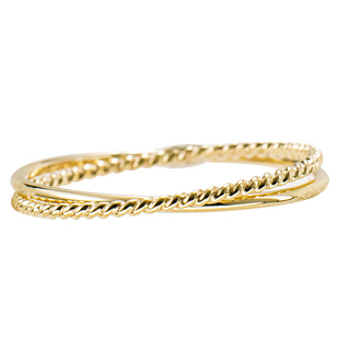 14K包金麻花光面叠戴双环戒指女 欧美简约高级感尾戒小指关节戒