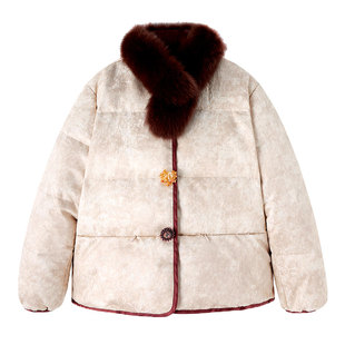 狐狸毛领新中式国风羽绒服外套女装2025新款独特漂亮今年流行爆款