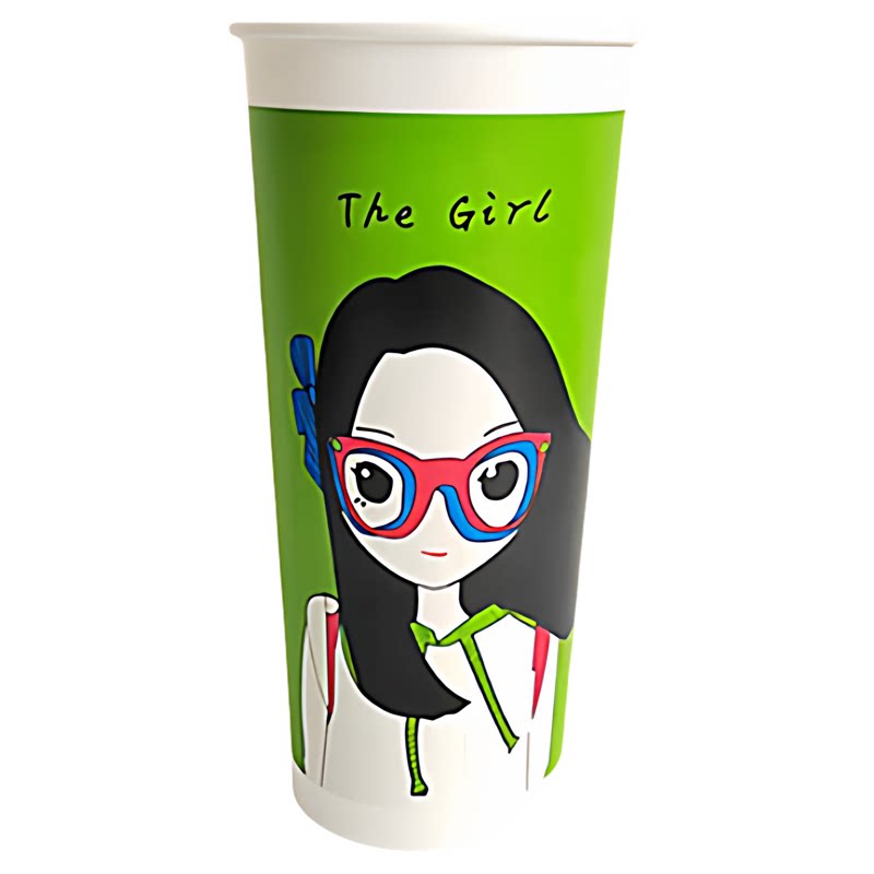 个性潮酷卡通女孩纸杯一次性杯子
