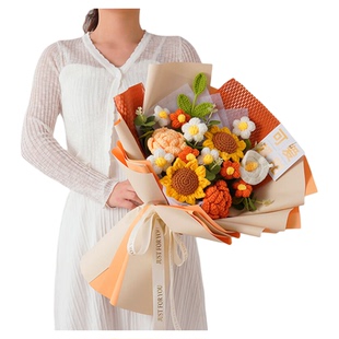 手工毛线针织花束成品生日礼物送女生结婚纪念日成人礼乔迁伴手礼