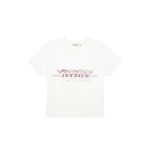 JOYRICH女款美式复古天使白色紧身短袖正肩短款T恤