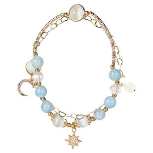 大英博物馆星月神话蓝色双层水晶手链手串实用送闺蜜生日礼物女生