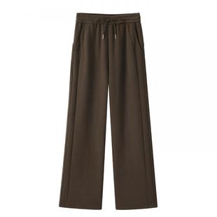 都市丽人加绒裤子女冬2025新款小个子美拉德穿搭加厚保暖阔腿裤Y